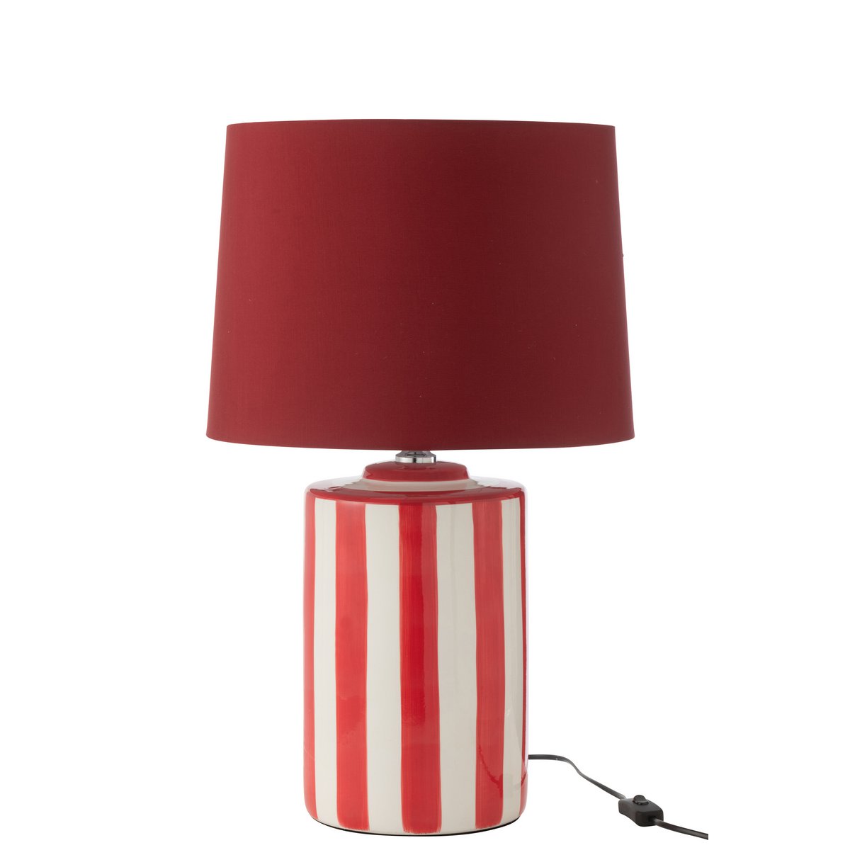 J-Line Lampe+Lampenschirm Listra Stripes Porzellan Schwarz/Rot/Weiß