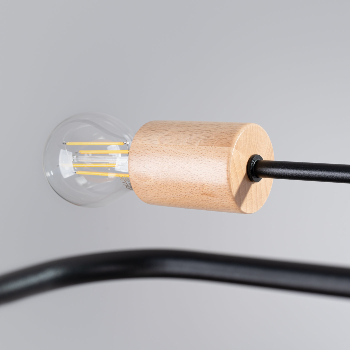 Kronleuchter Timbo 6 Flammig Schwarz Holz Skandinavisch Modern