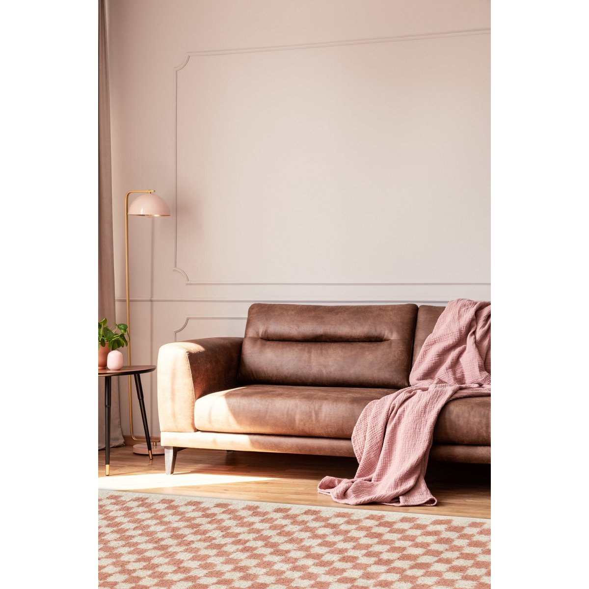 Weicher und sperriger langer Checker -Checkerboard -Checkterteppich