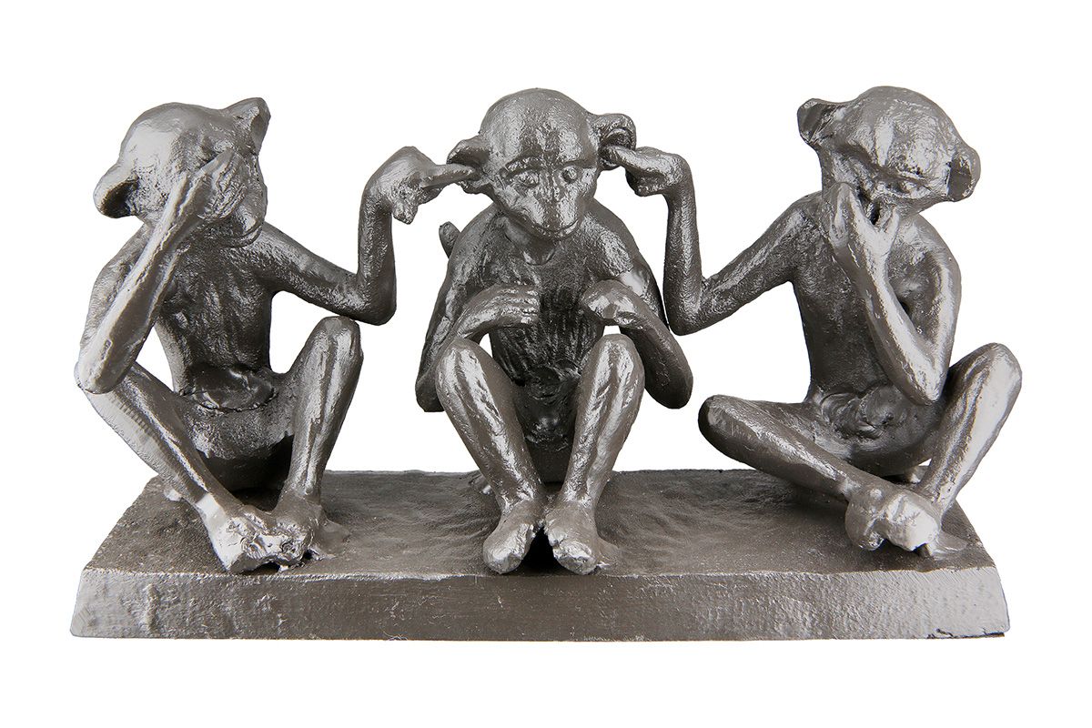 Eisen-Skulptur 3 Apes – Ein künstlerisches Statement für Weisheit und Besonnenheit