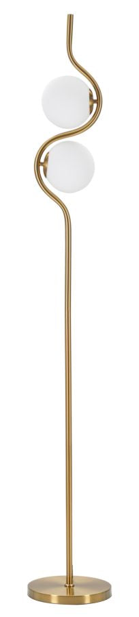 Glamy Stehlampe 2-flammig 168 cm – Moderne Wellenform-Leuchte in Gold mit Glaskugeln