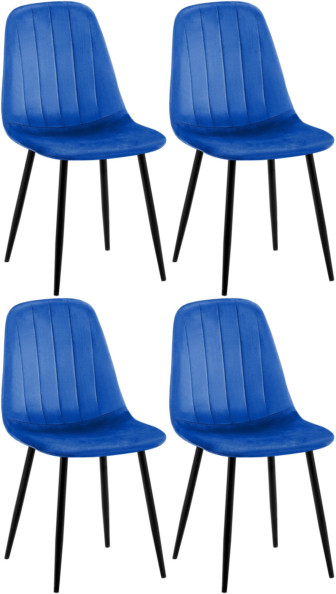 Set van 4 Baxter fluwelen eetkamerstoelen