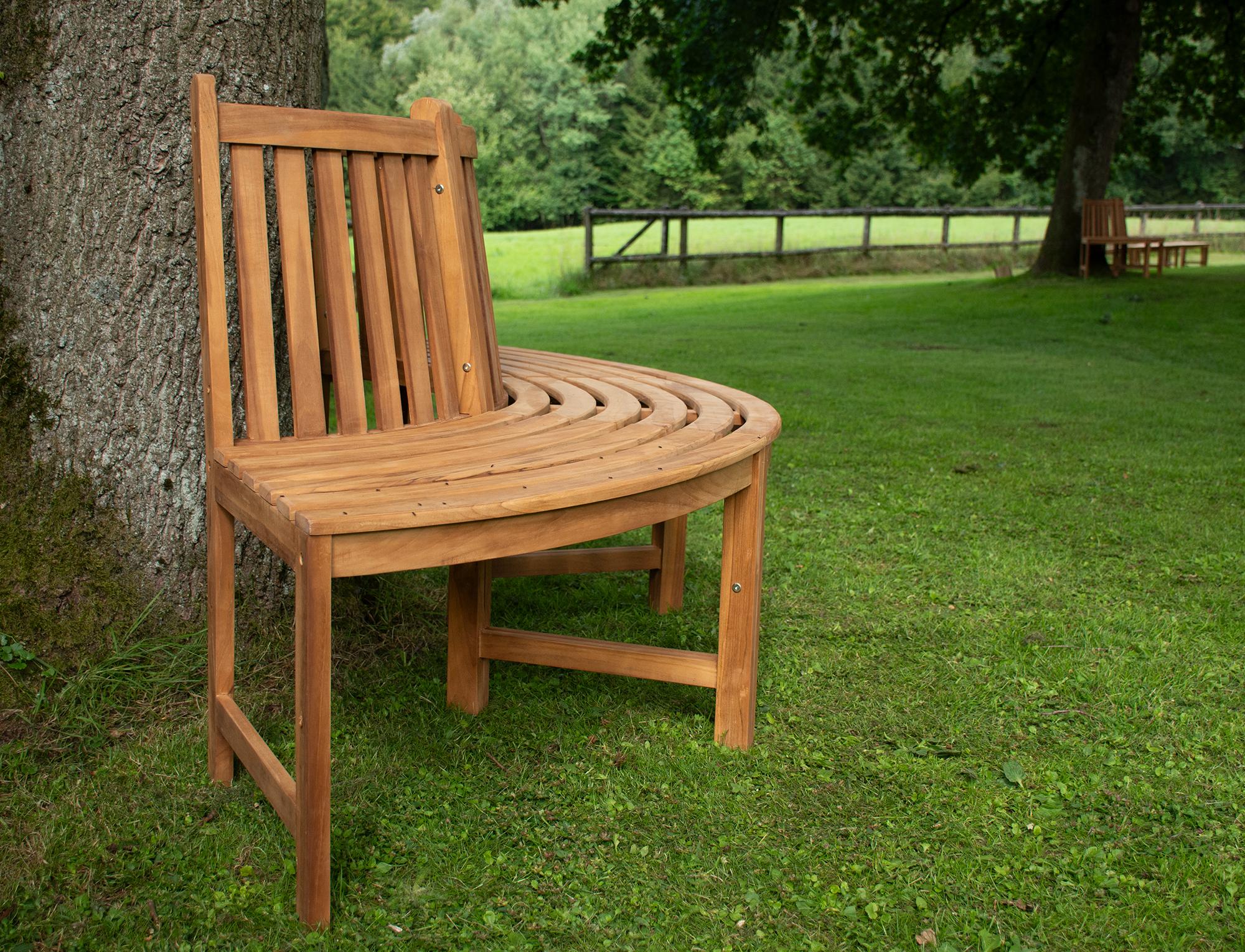 180° Baumbank Male mit Rückenlehne aus Teak