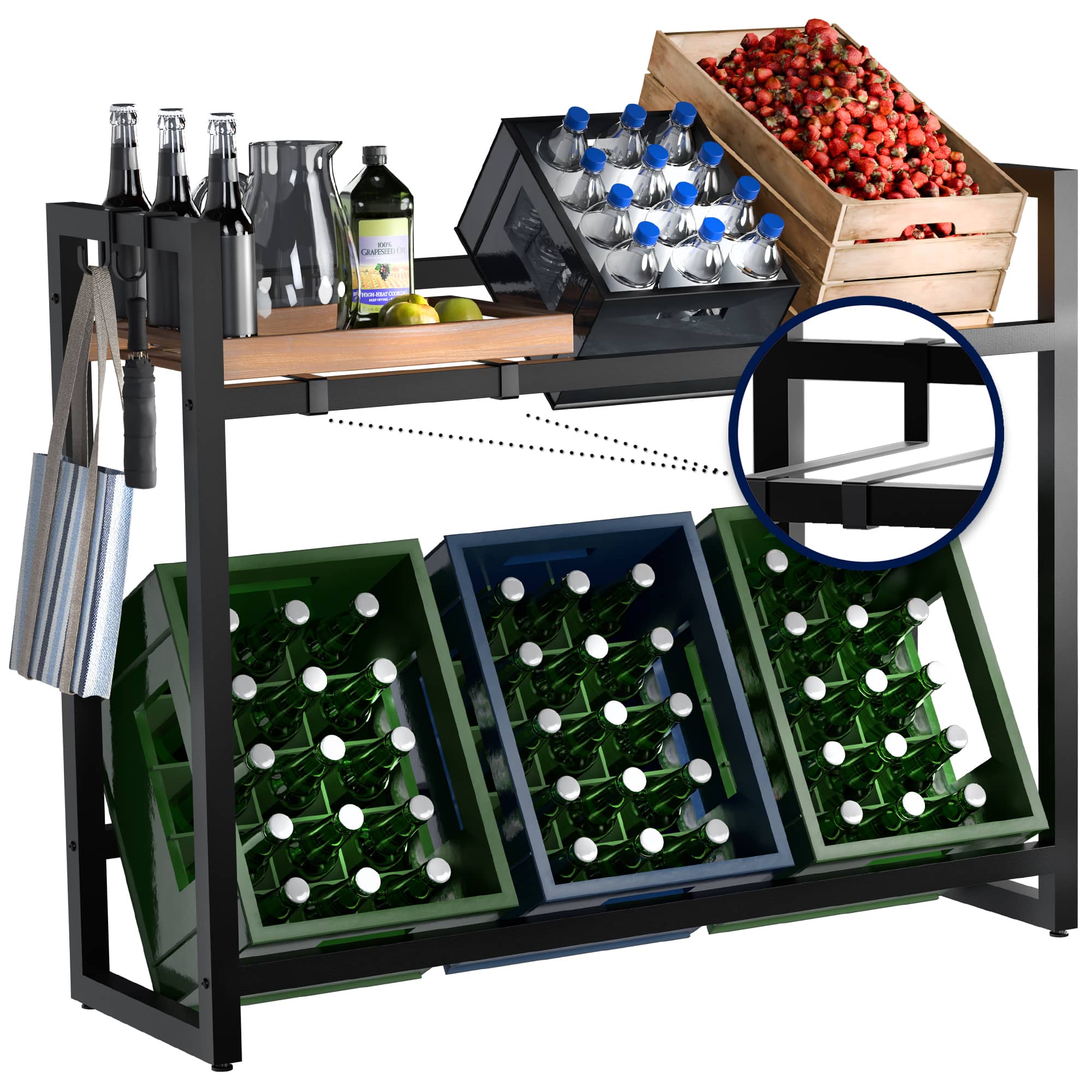 Powell 6-pack beverage crate rack