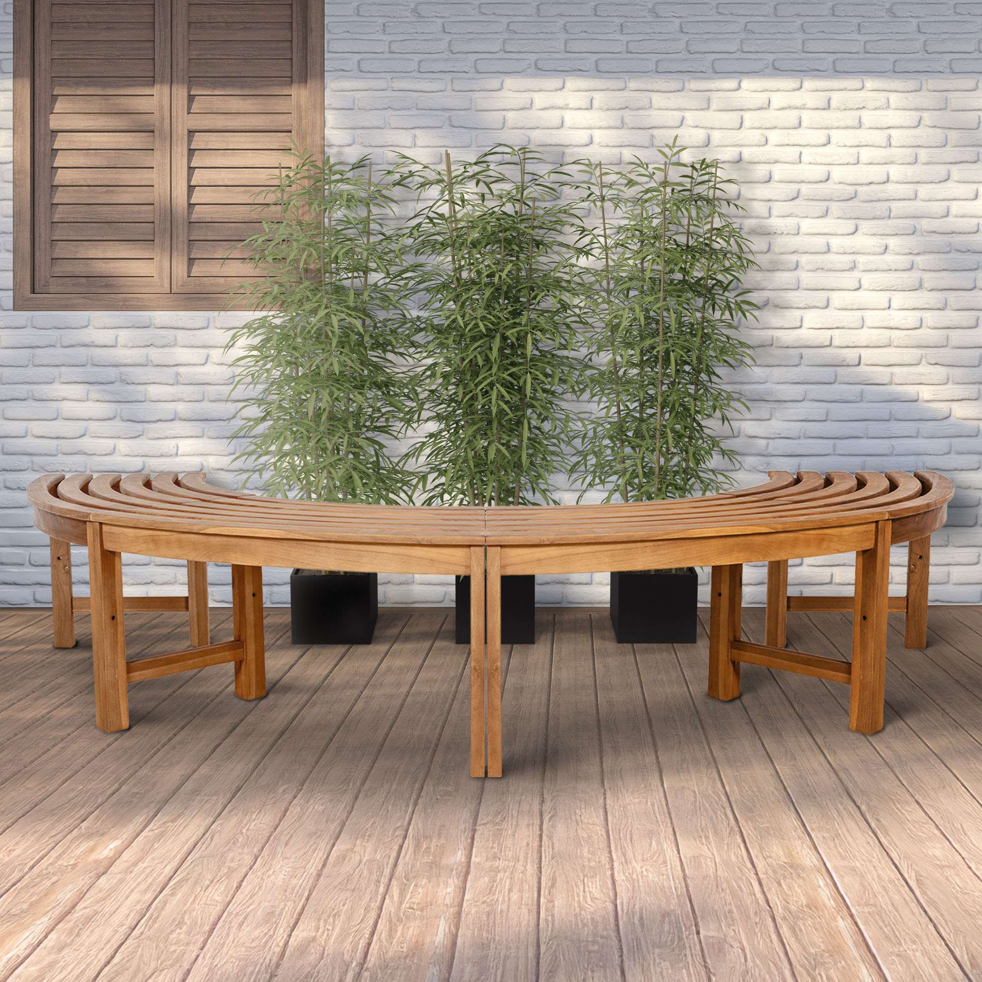 Baumbank Male halbrund ohne Rückenlehne 250 cm