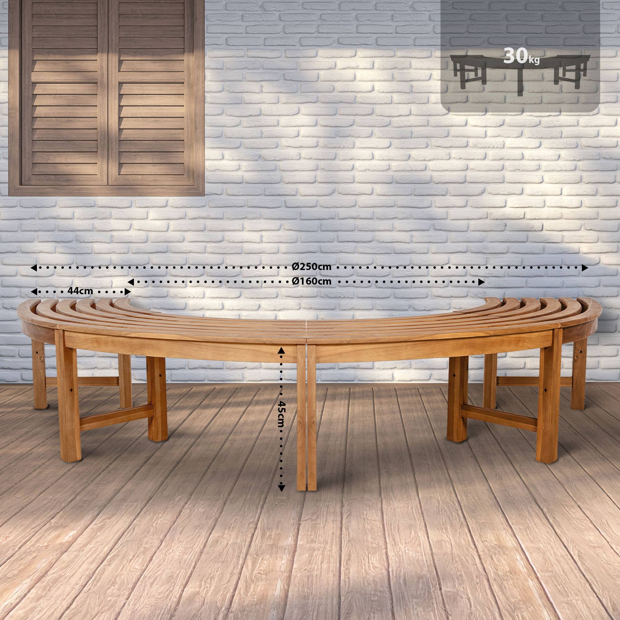 Baumbank Male halbrund ohne Rückenlehne 250 cm