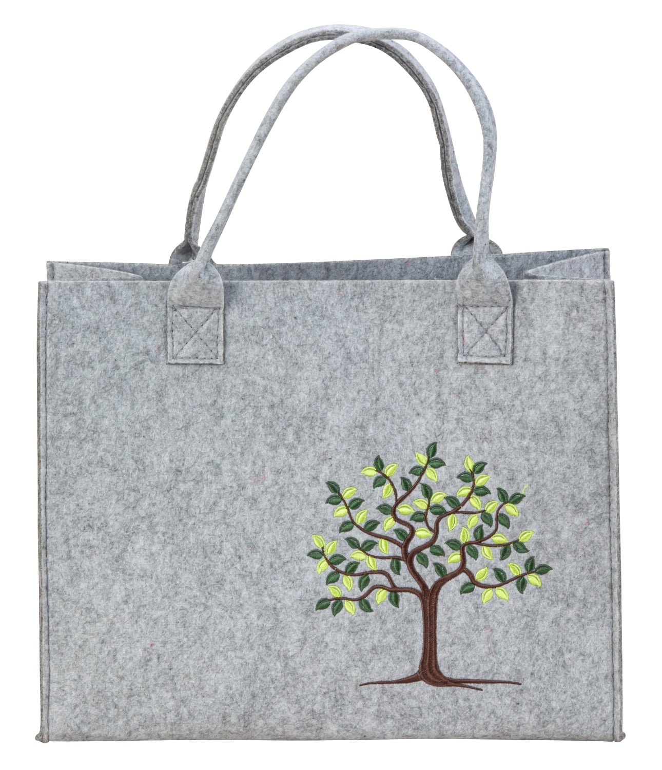 Filztasche Grau mit Baum Motiv 28x35x14 cm