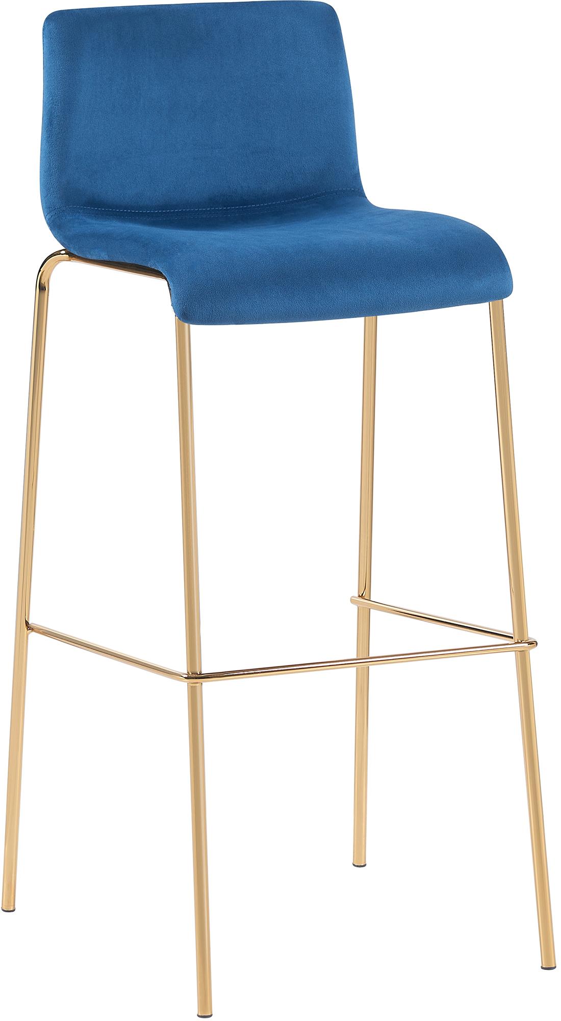 Hoover fluwelen barkruk met vier poten en gouden voet