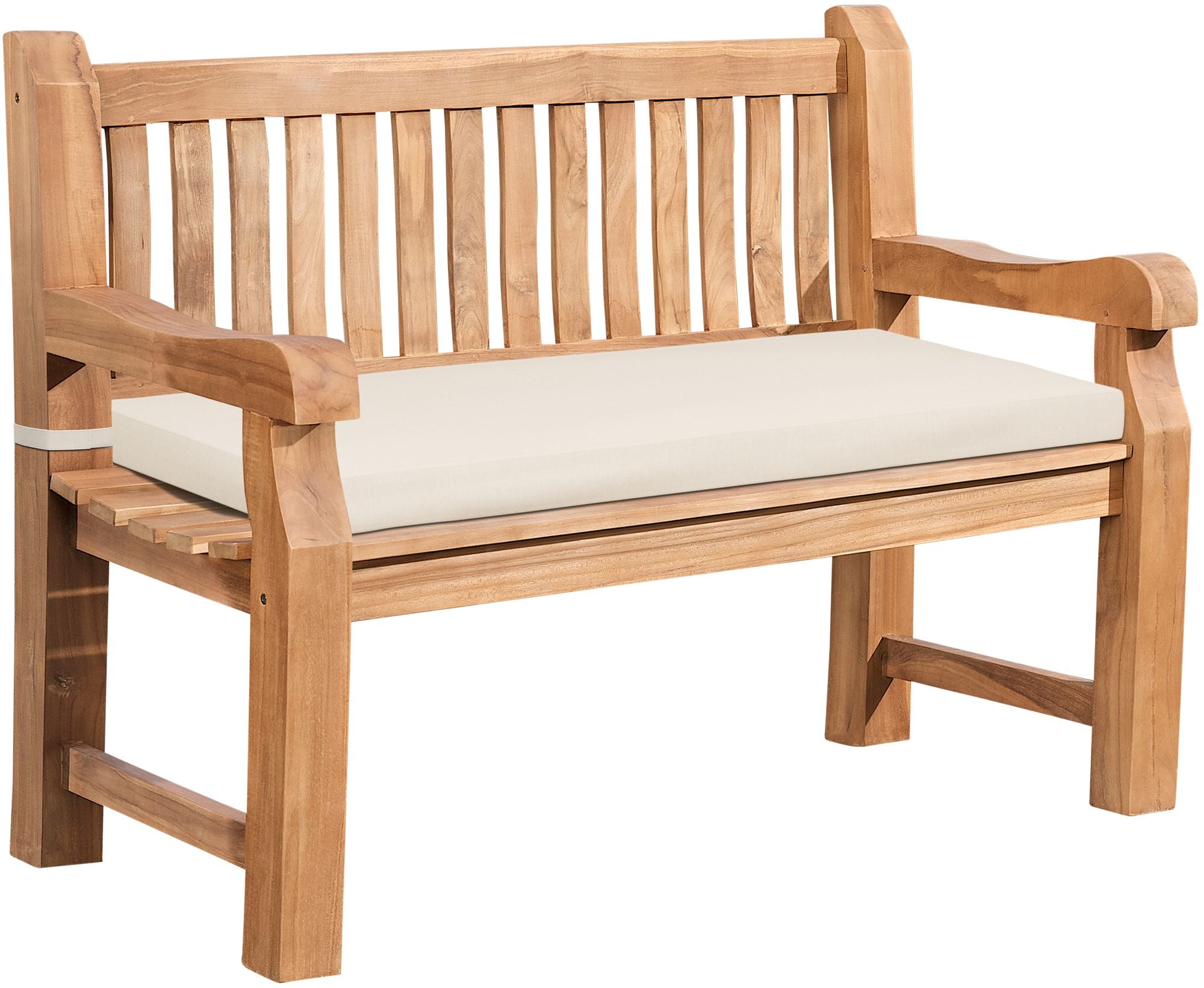Jackson teak garden bench with seat cushion