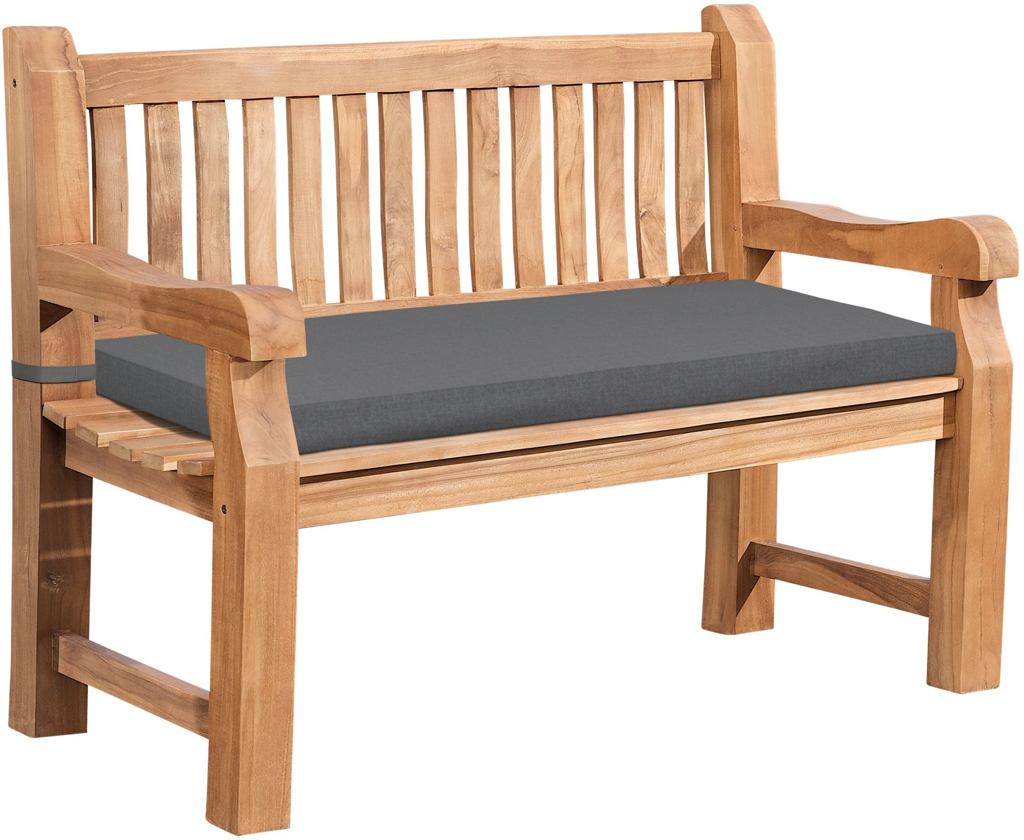 Jackson teak garden bench with seat cushion