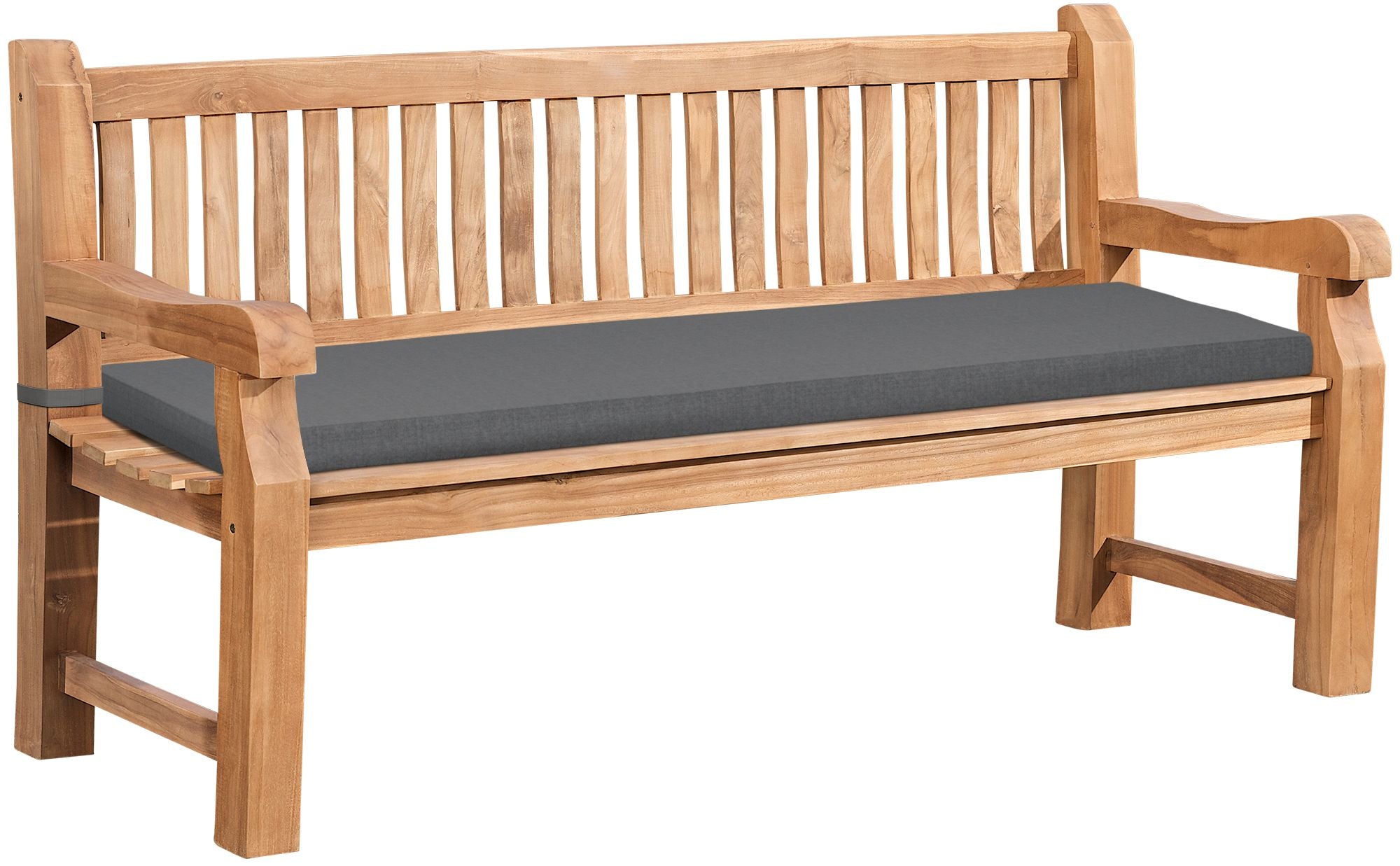Jackson teak garden bench with seat cushion