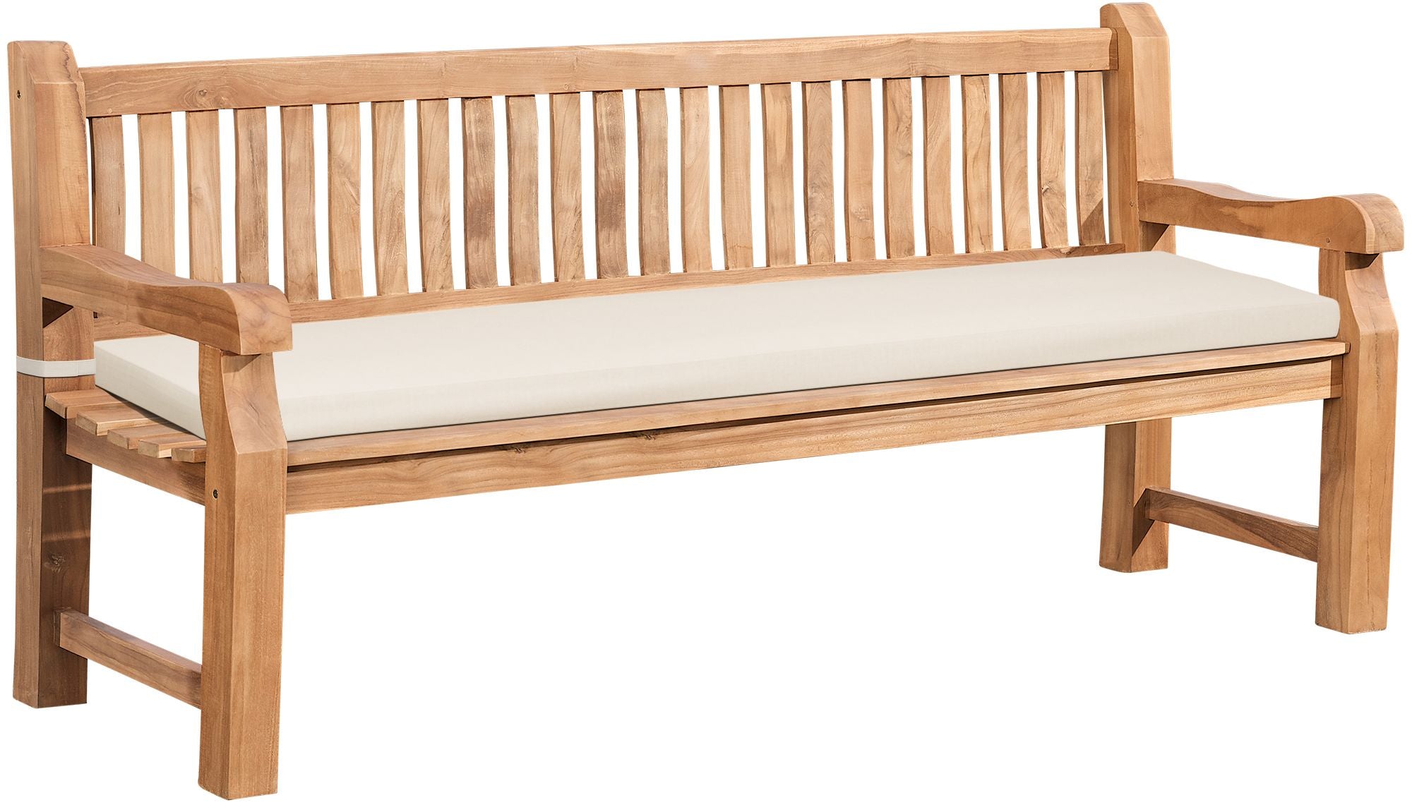Jackson teak garden bench with seat cushion
