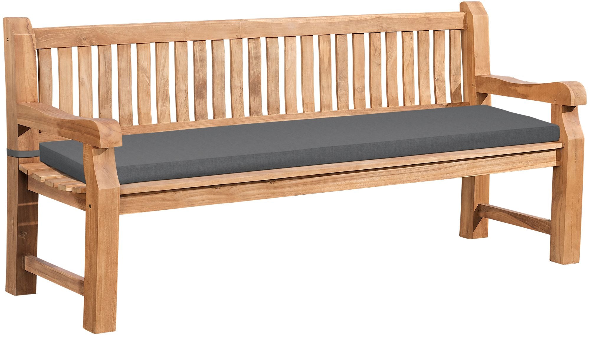 Jackson teak garden bench with seat cushion