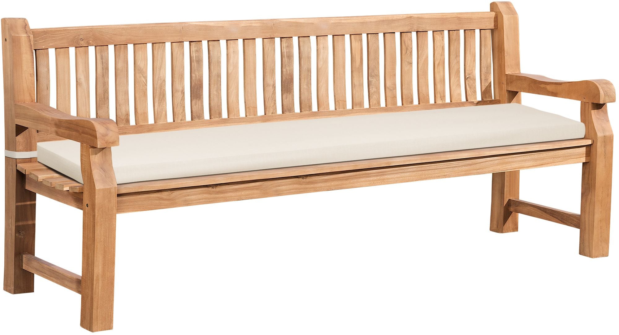 Jackson teak garden bench with seat cushion