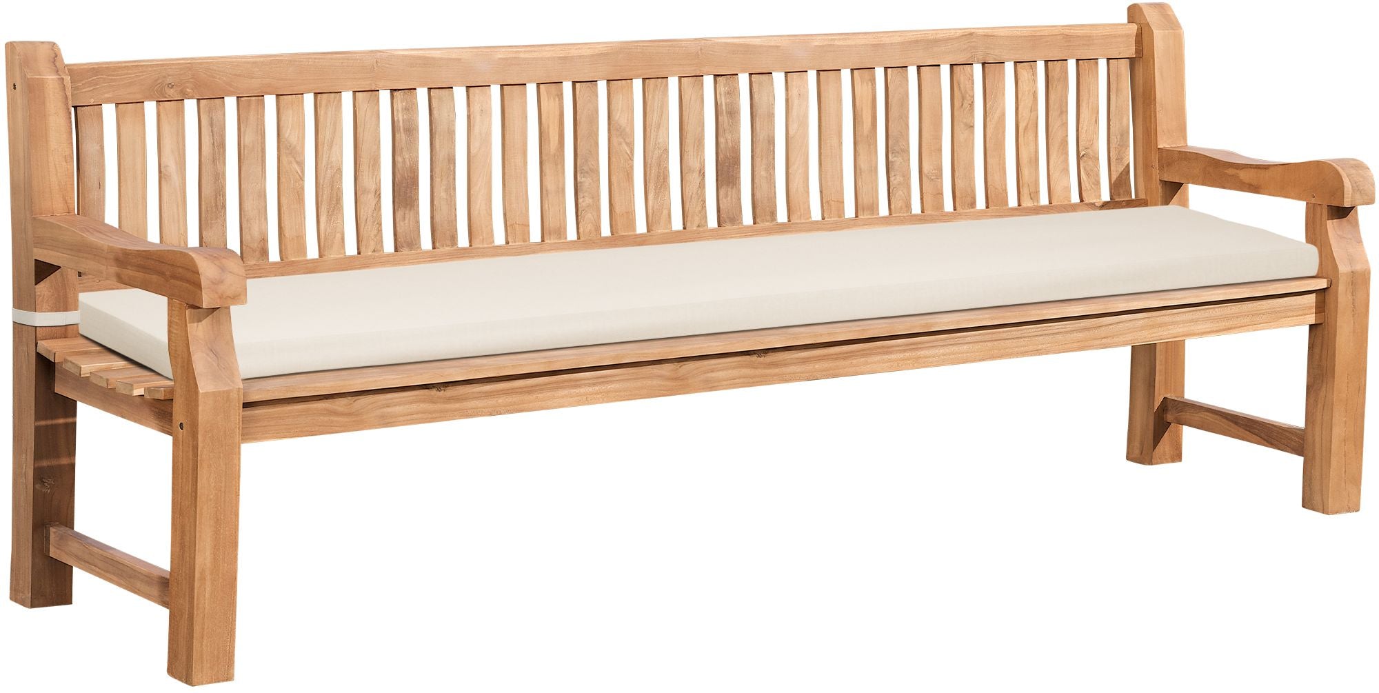 Jackson teak garden bench with seat cushion