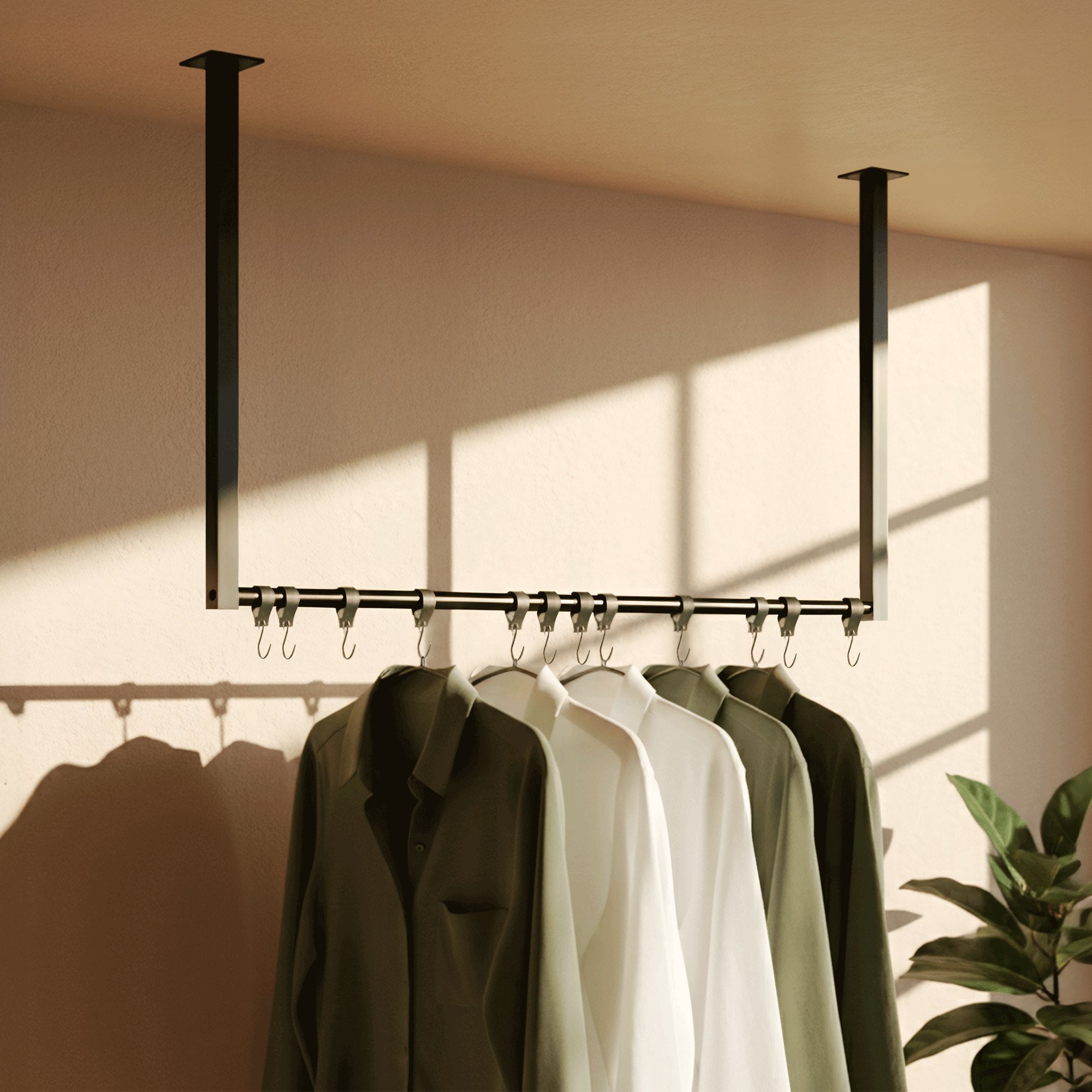 Fenton clothes rail with 12 coat hooks