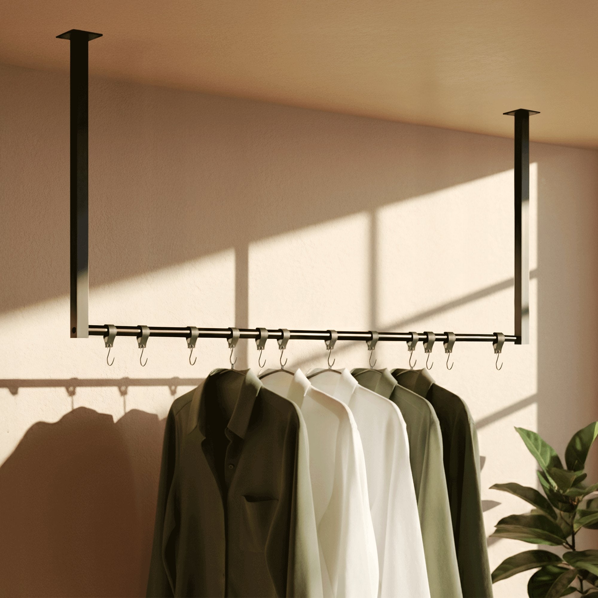 Fenton clothes rail with 12 coat hooks