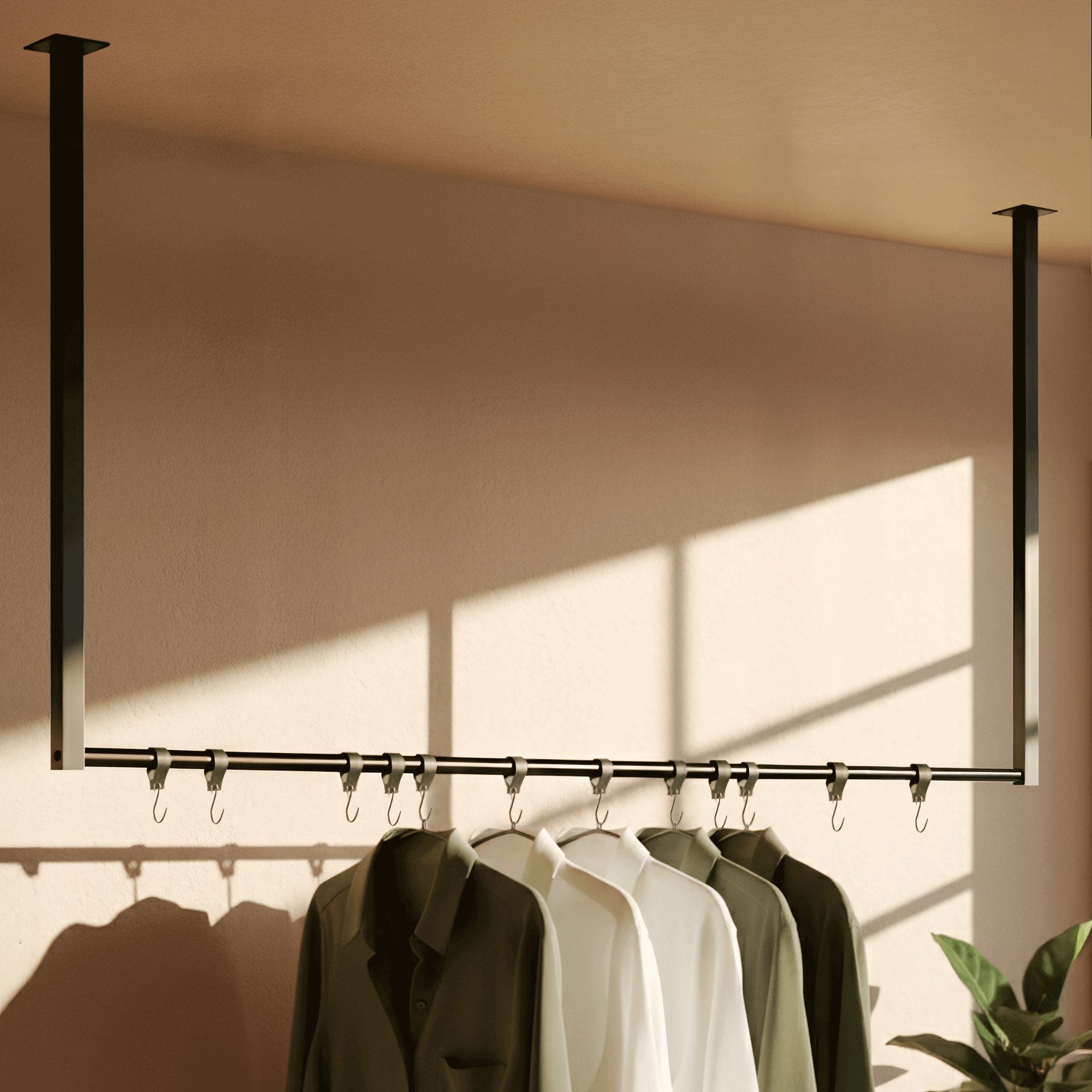 Fenton clothes rail with 12 coat hooks
