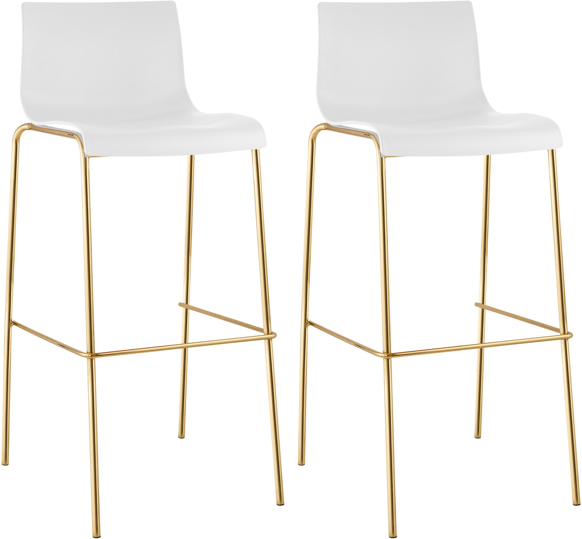 2er Set Barhocker Hover Kunststoff Vierfußgestell Gold