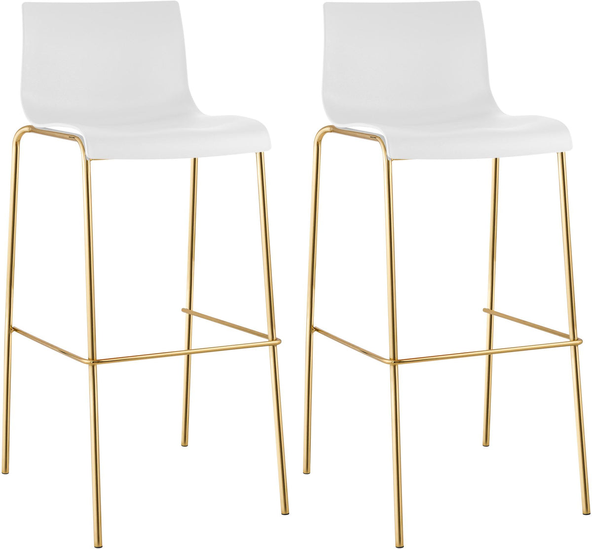 Set of 2 Bar Stools Hover Plastic Four-Legged Base Gold