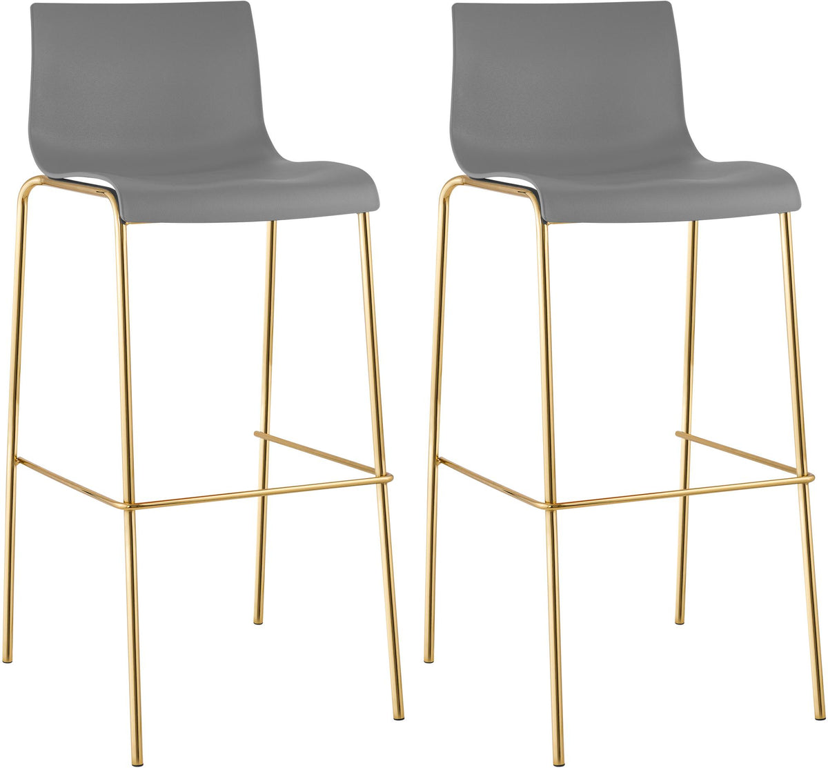 Set of 2 Bar Stools Hover Plastic Four-Legged Base Gold