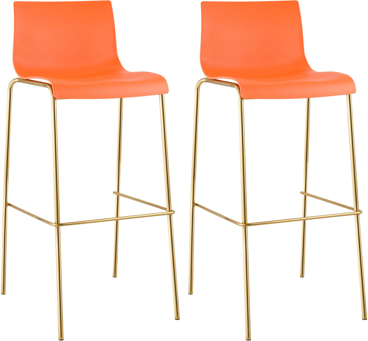 Set of 2 Bar Stools Hover Plastic Four-Legged Base Gold