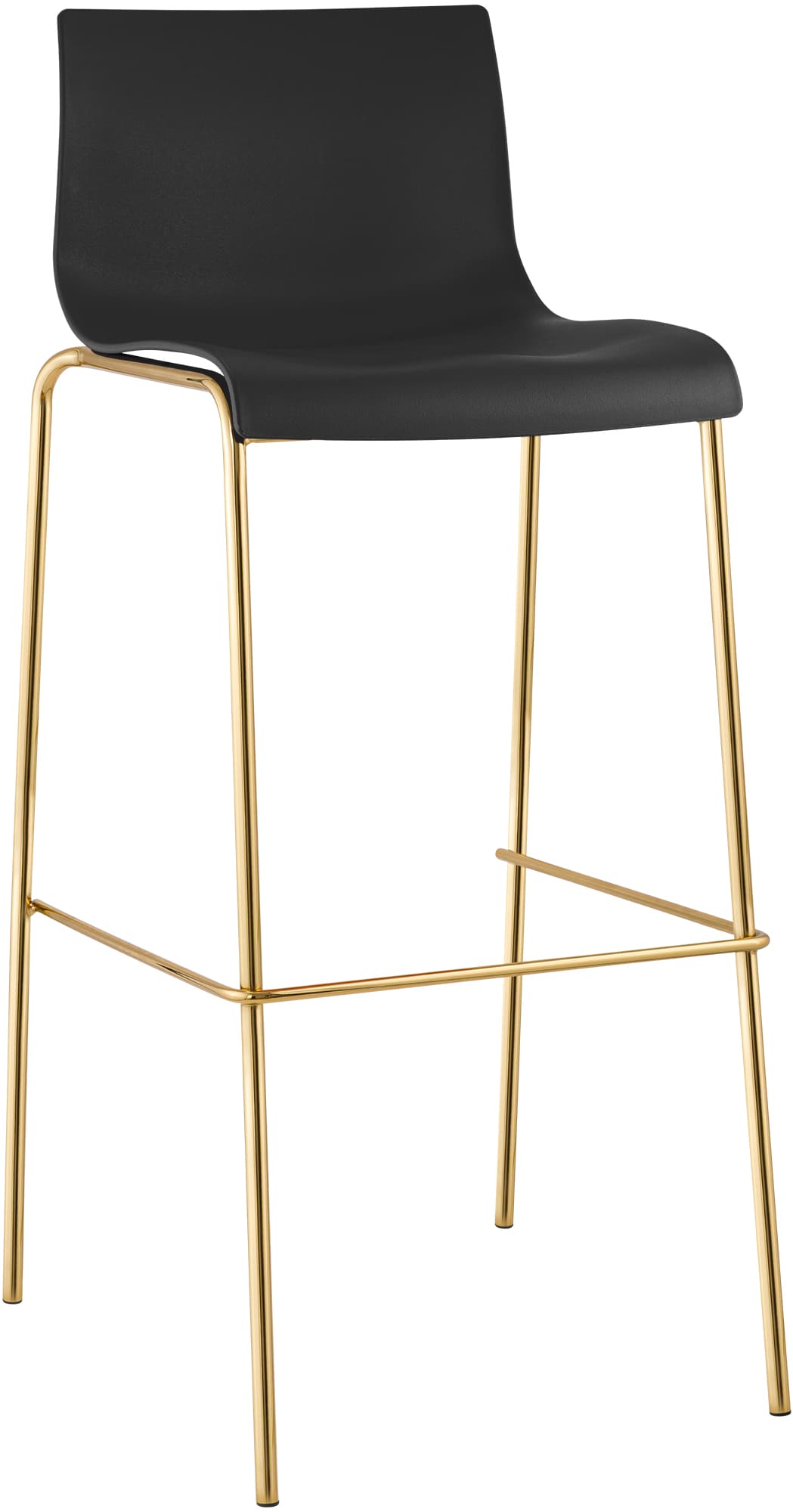 Hover bar stool, plastic, four-legged frame, gold