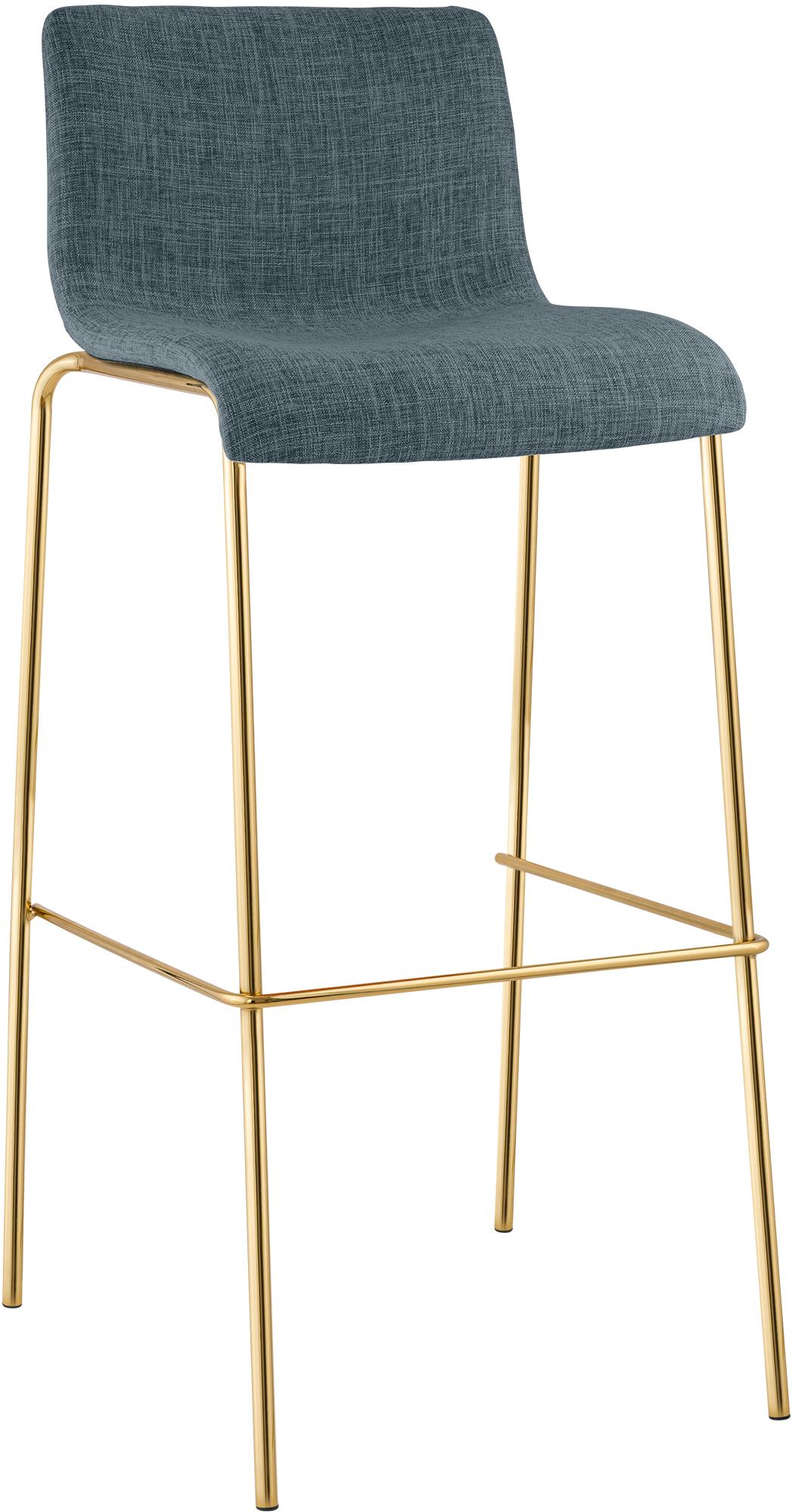 Hover Fabric Bar Stool Gold Four-Leg Base