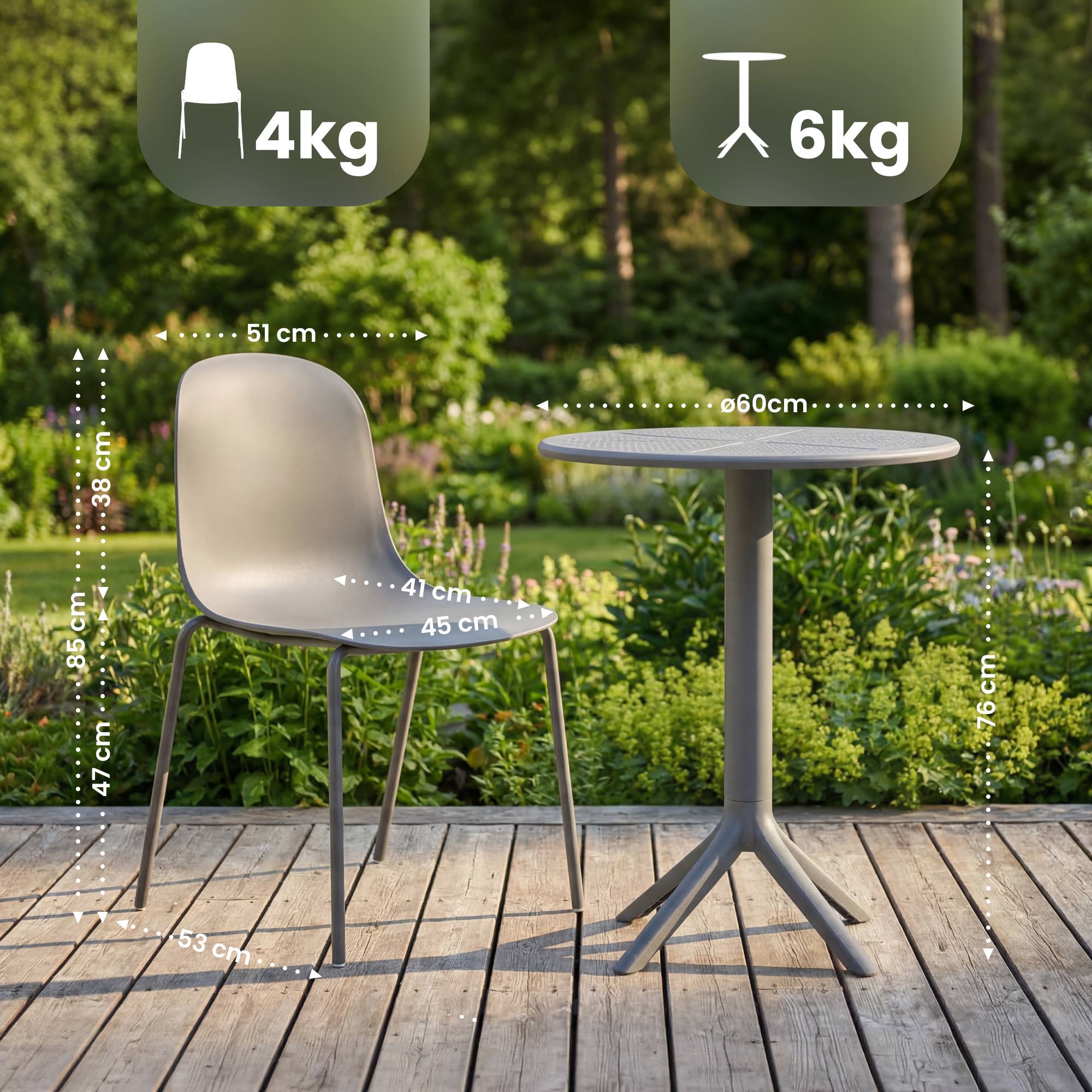 Gartenmöbel-Set Torin mit 2 Stühlen
