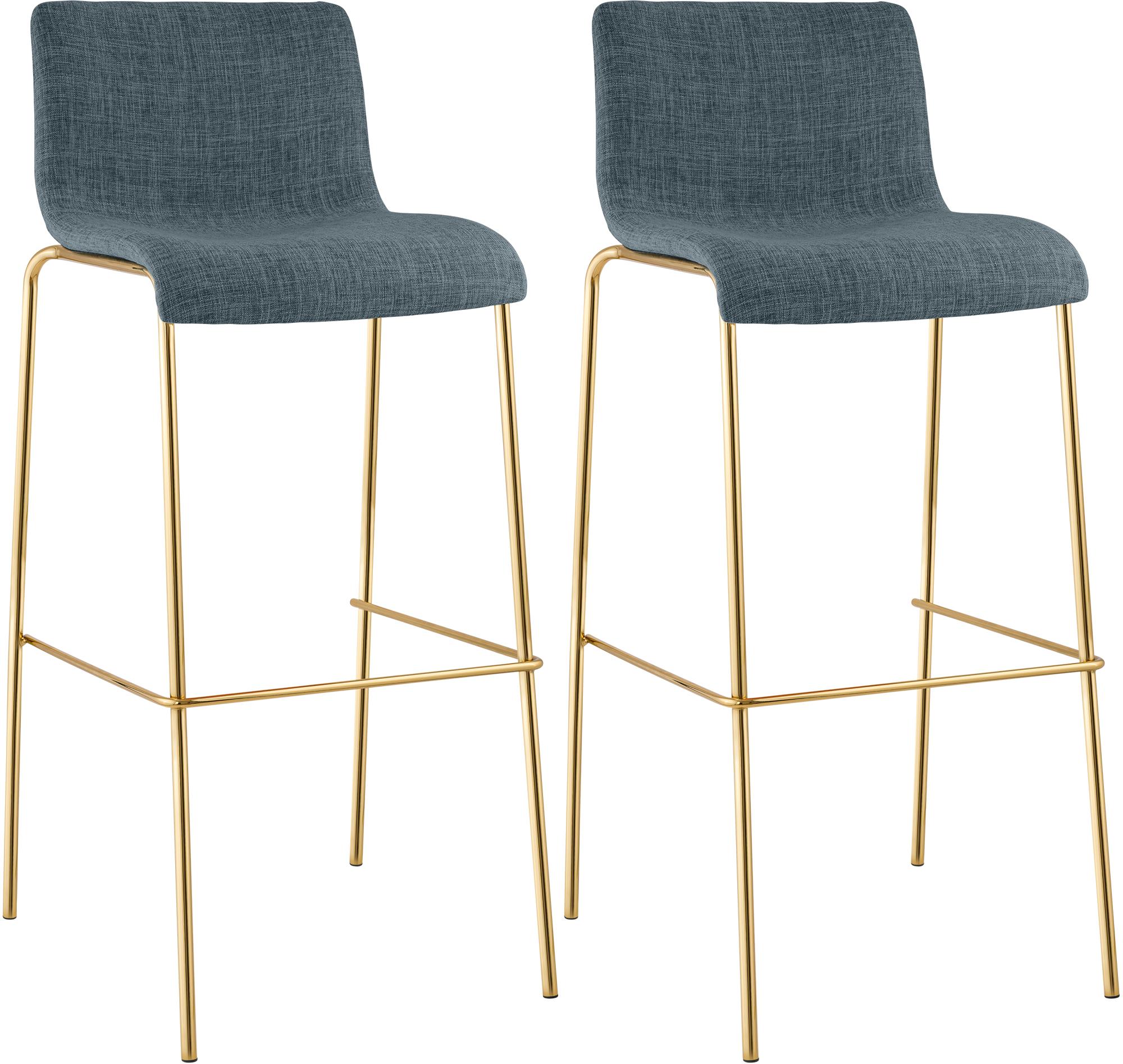 2er Set Barhocker Hover Stoff Vierfußgestell Gold