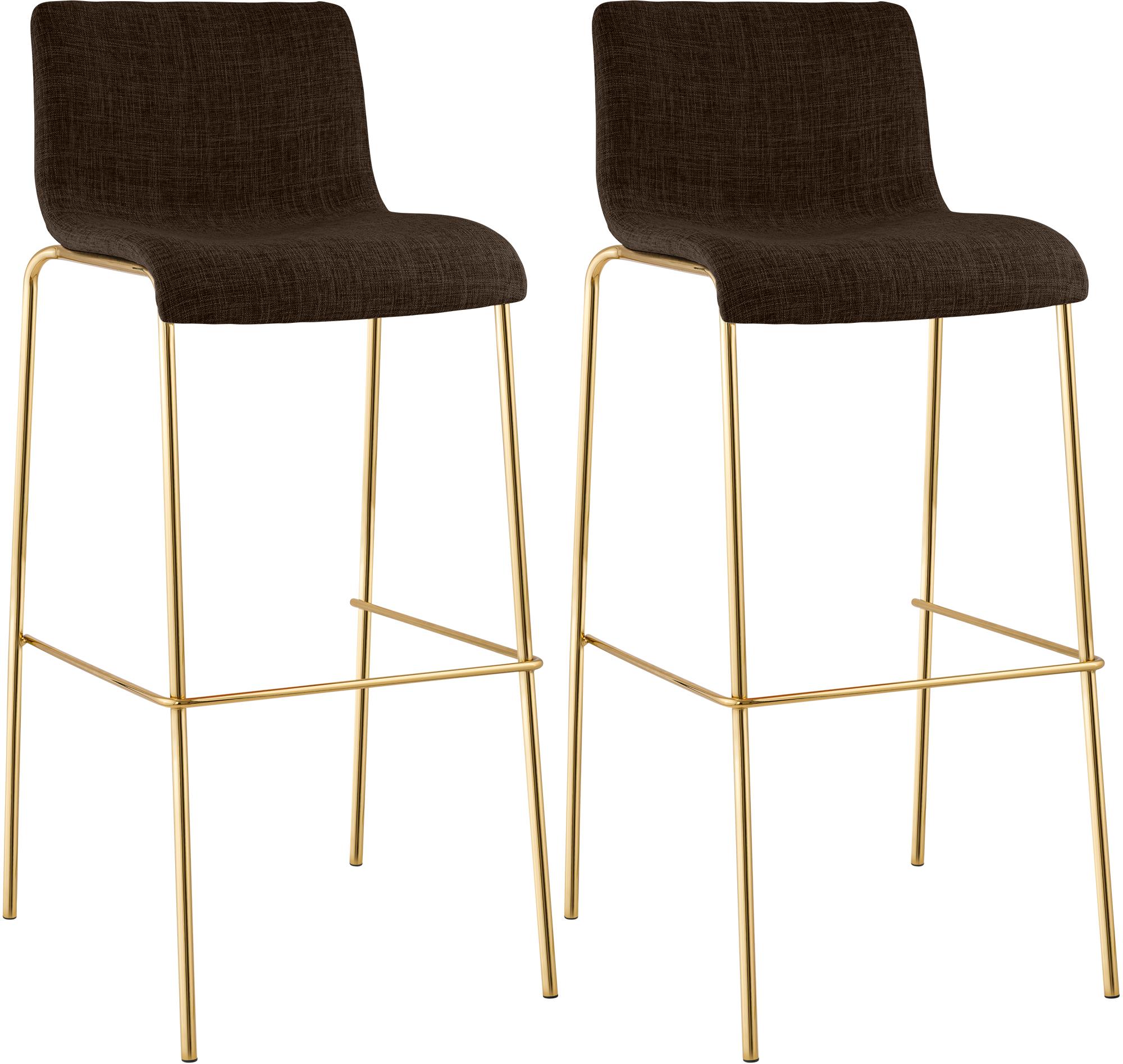 2er Set Barhocker Hover Stoff Vierfußgestell Gold