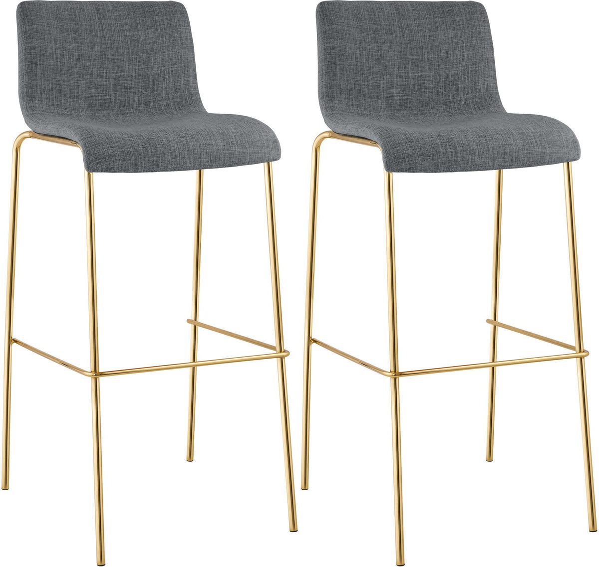 2er Set Barhocker Hover Stoff Vierfußgestell Gold