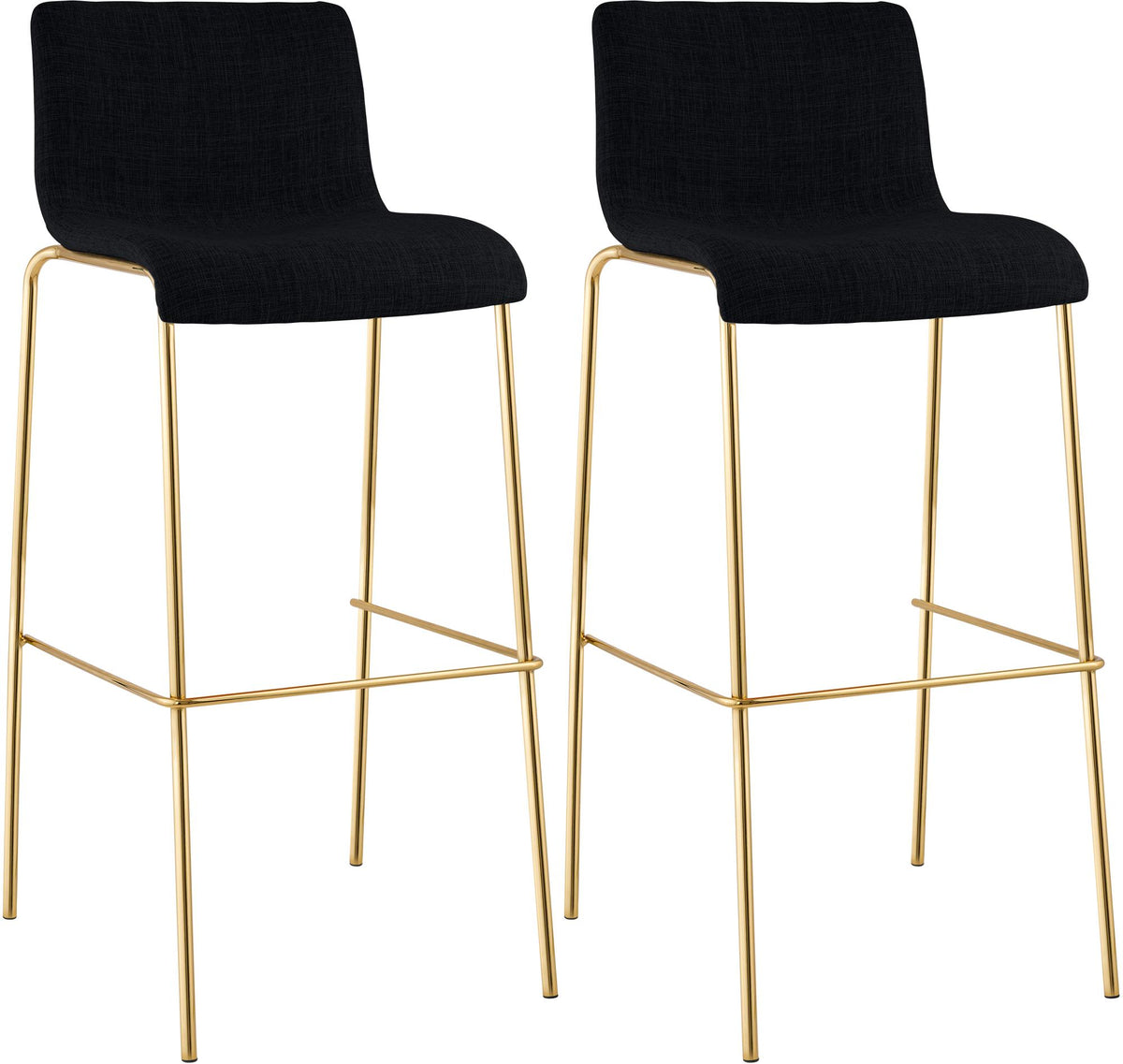 2er Set Barhocker Hover Stoff Vierfußgestell Gold