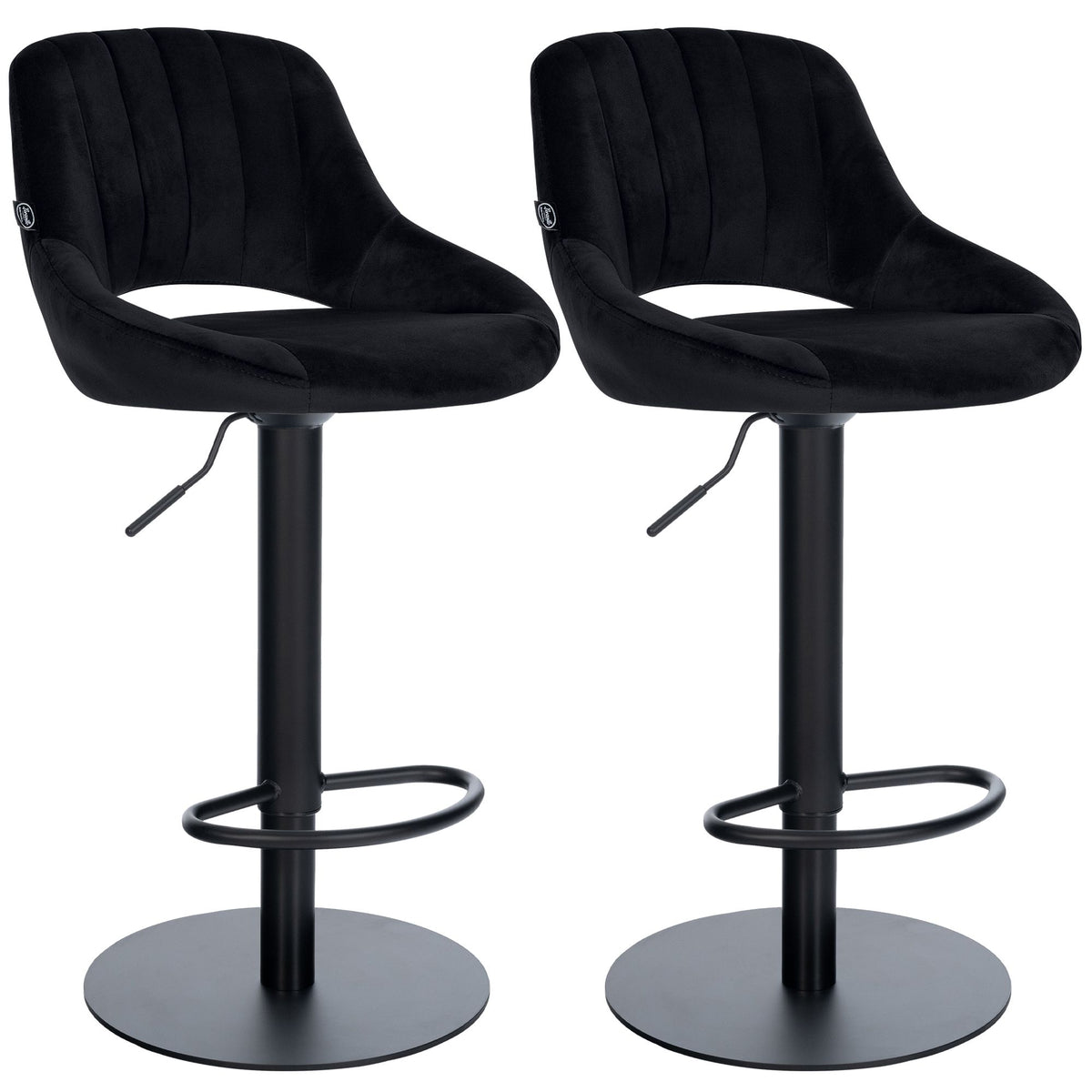 2er Set Barhocker Milet Schwarz mit extra schweren Standfüßen