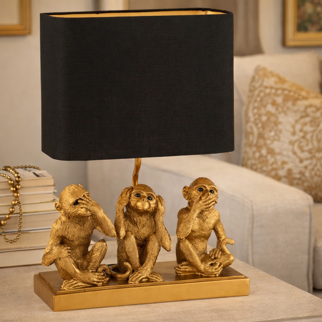 Tischlampe drei Affen sehen hoeren schweigen Deko Lampe