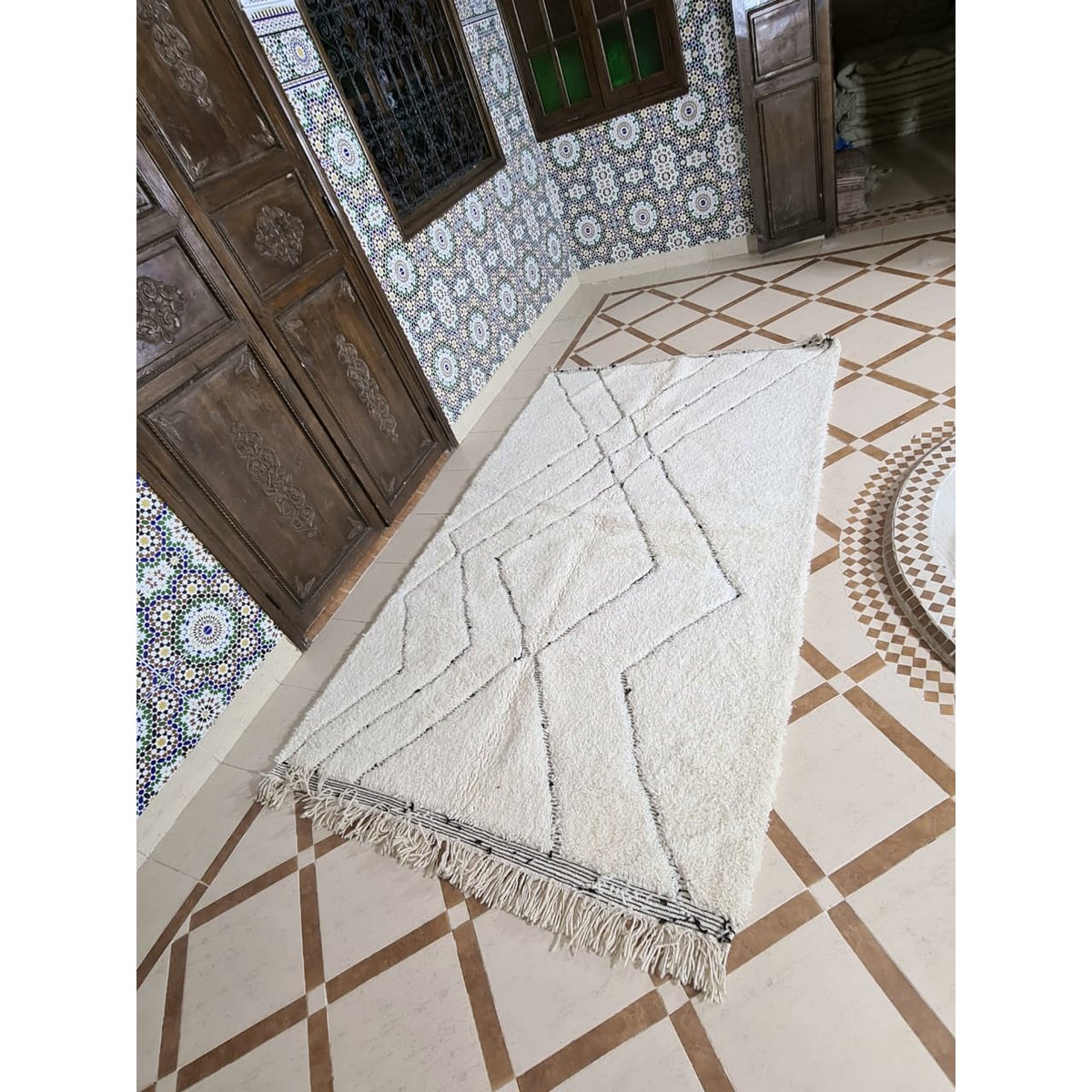 Berberteppich Beni Ouarain reine Wolle 155 x 260 cm