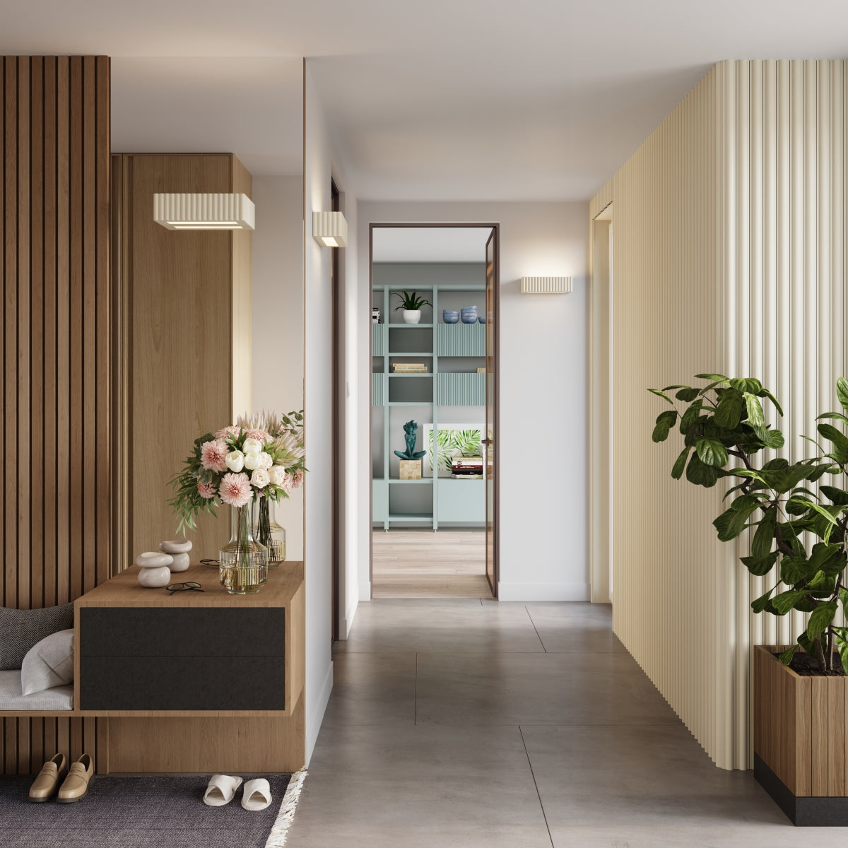 Wandleuchte Keramik RIGATA beige