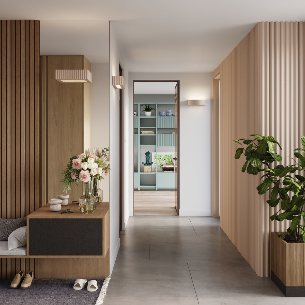 Wandleuchte Keramik RIGATA taupe
