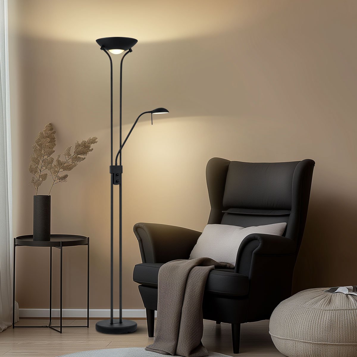 LED Uplight Stehleuchte – Modernes Schwarz