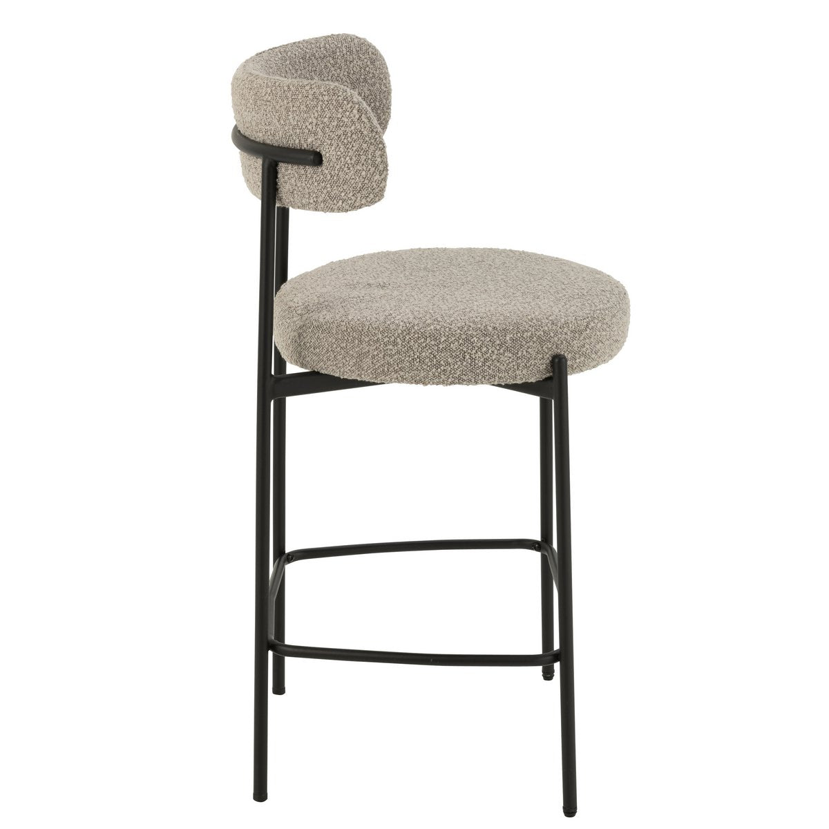 J-Line Barhocker Boucle Sperrholz/Polyester Grau/Schwarz