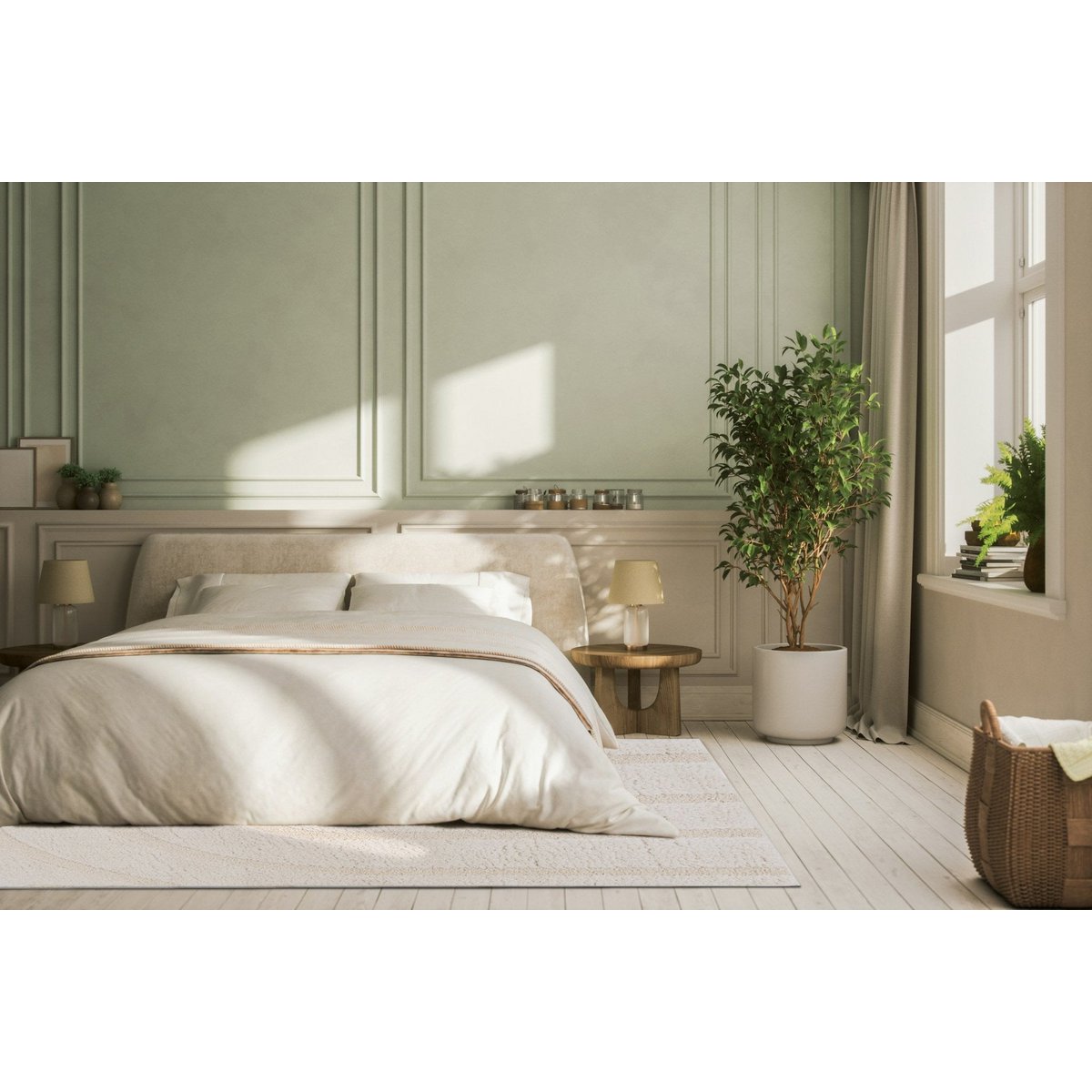 Dicker zotteliger Teppich im recycelten Polyester mit moderner Arkadien -Relief