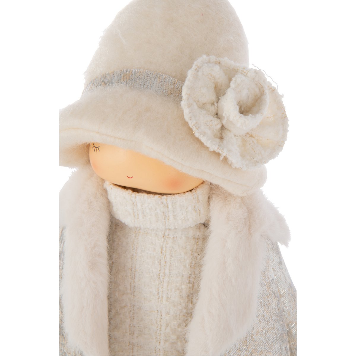 Dekofigur Mädchen Tasche Winterlook Weiß