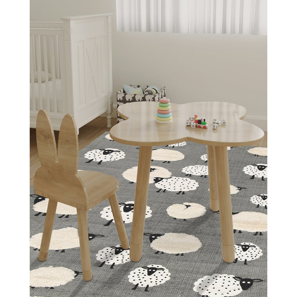 Kinderteppich aus Baumwolle LITTLE SHEEP
