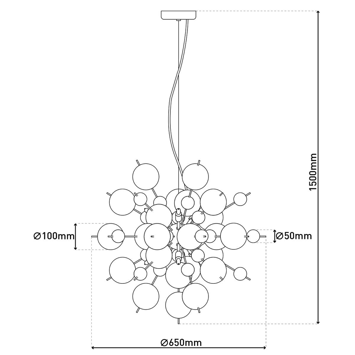 Pendelleuchte "EXPLOSION" weiß aus Metall und Glas, G9 Fassungen, für Esszimmer, Wohnzimmer, Diele oder Büro, Hängelampe Øca 65 cm