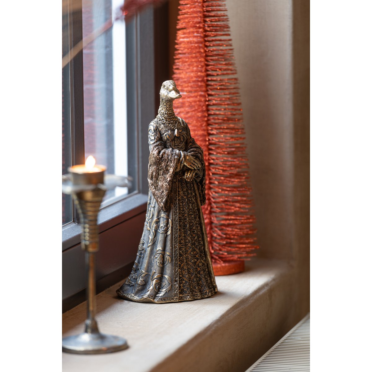 Gans Skulptur Polyresin Antik Gold 31 cm