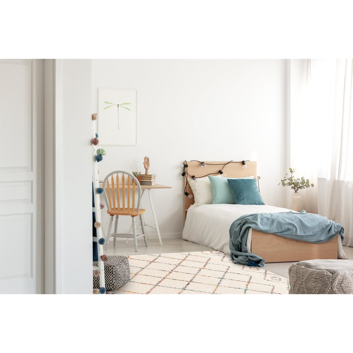 Zotteliger Teppich süß und voluminös Harlekin