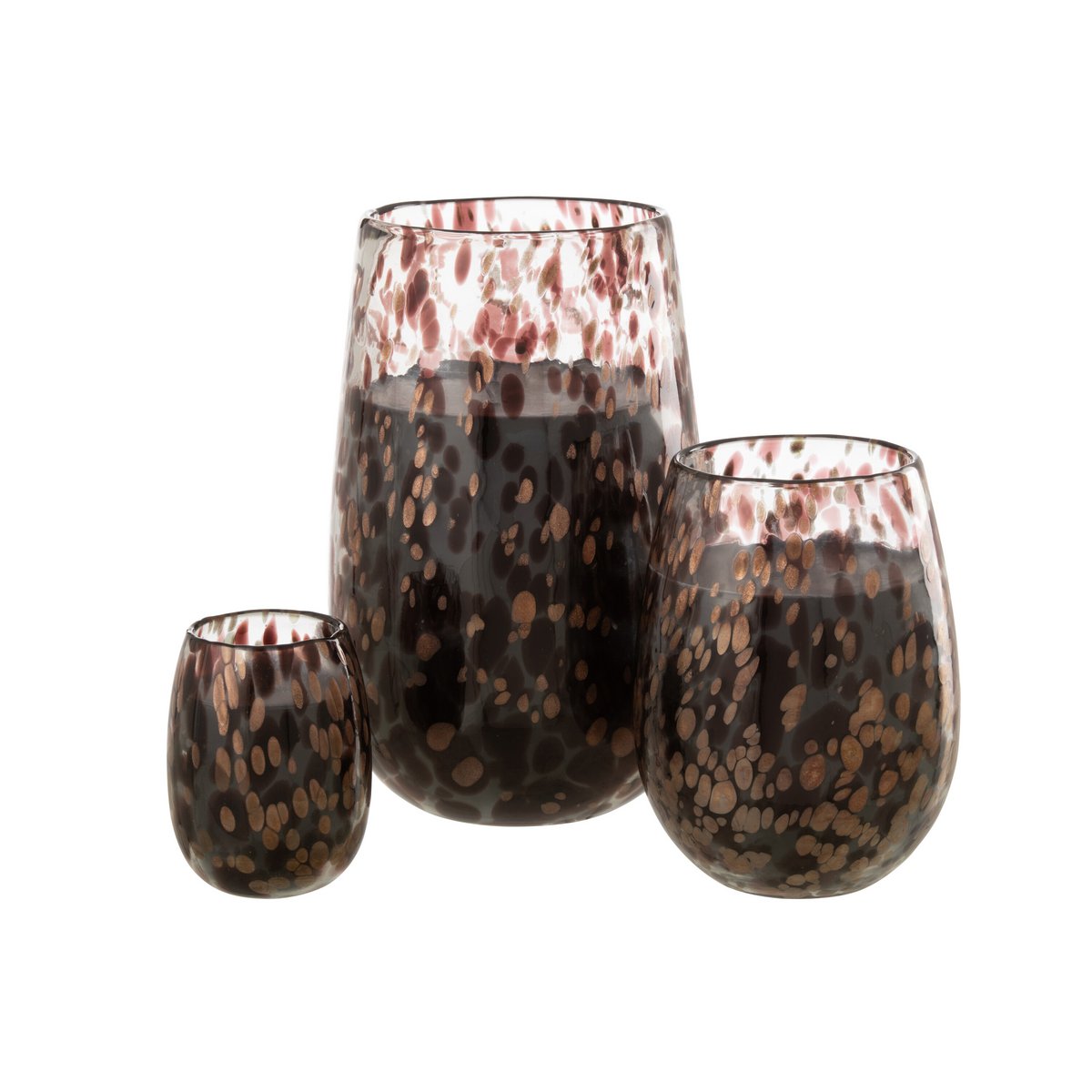 J-Line geurkaars Mia - glas - zwart/mix - groot - 230h