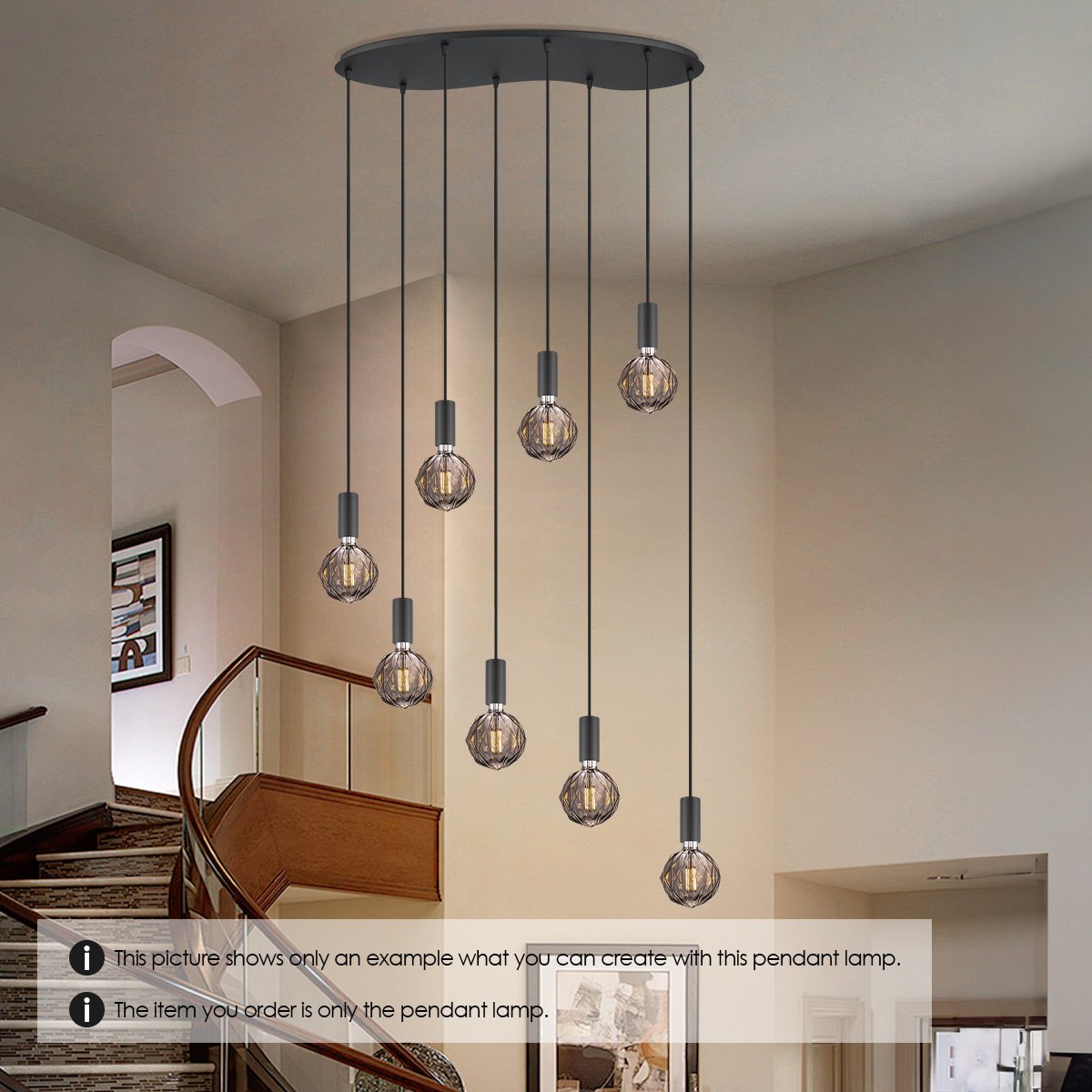 Ovale Metall-Hängelampe 8L - 80/27,5/117,5CM