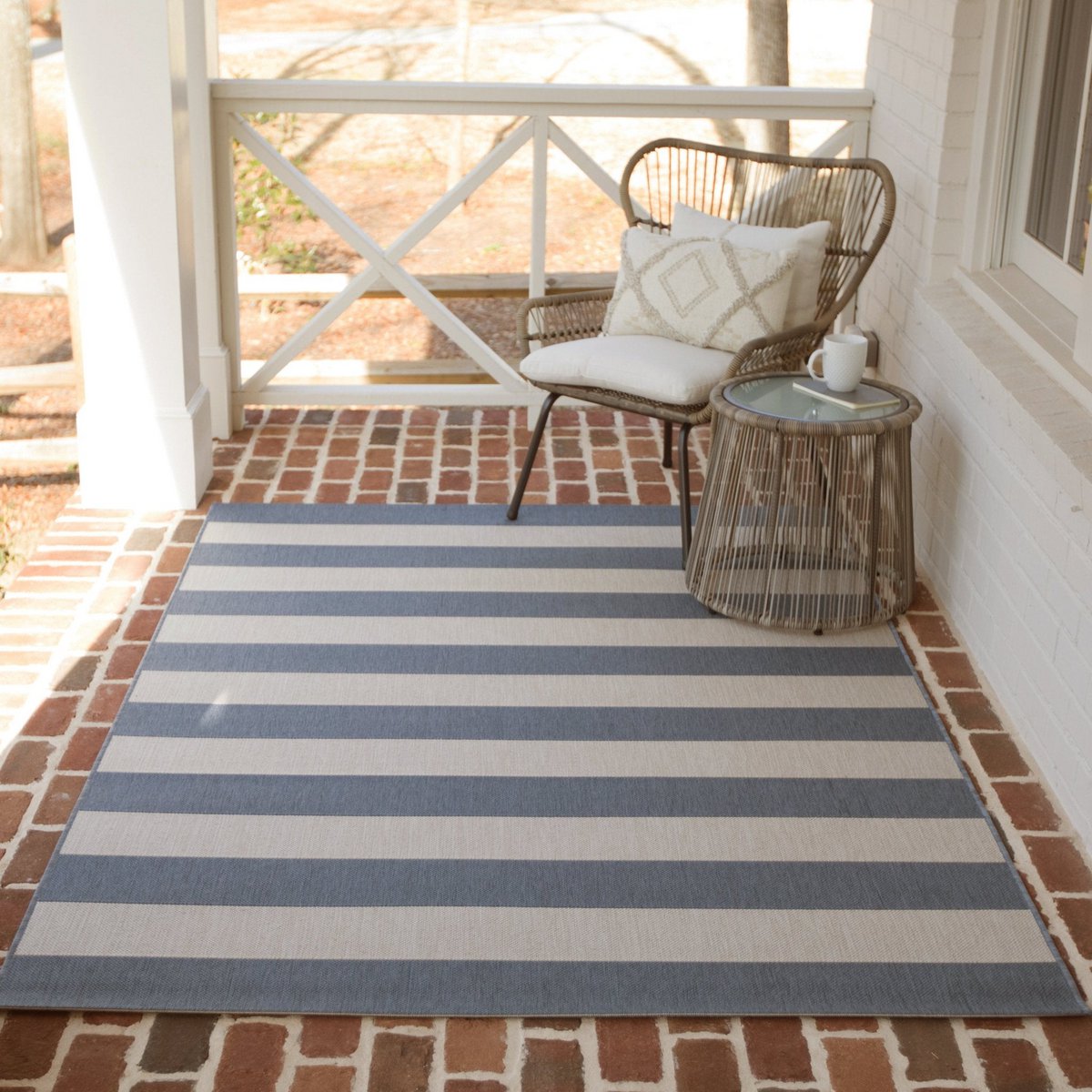 Flache gewebte Matten zeitgenössisches Design Outdoor -Innenraum Mykonos