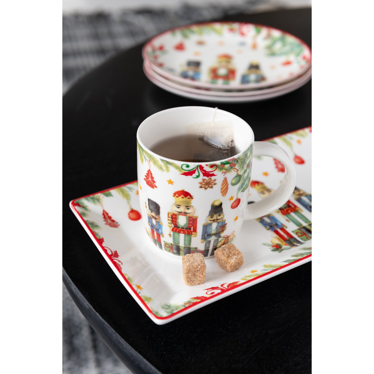 Rechteckiger Nussknacker Serviertablett – 33,2 cm Keramik Weihnachtsgeschirr